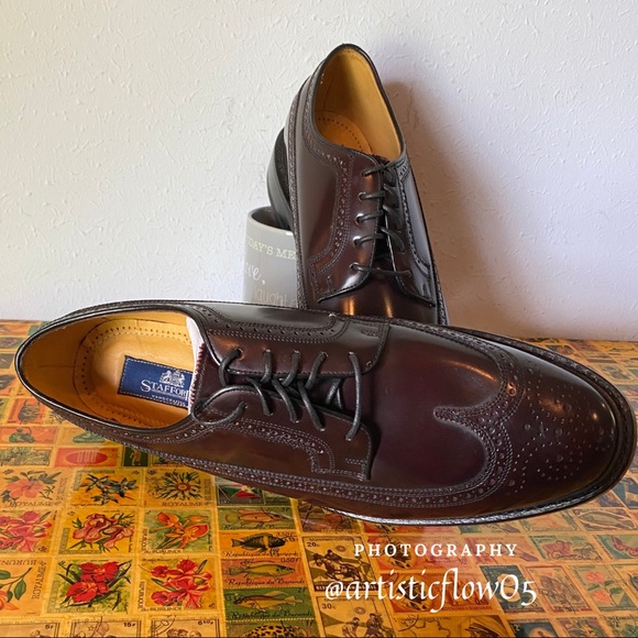 NEW! Stafford Mens Wingtip Oxford Leather Shoes - Picture 7 of 8